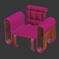 Red Tufted Leather Accent Chair With Modern Wooden Frame And Unique Armrests