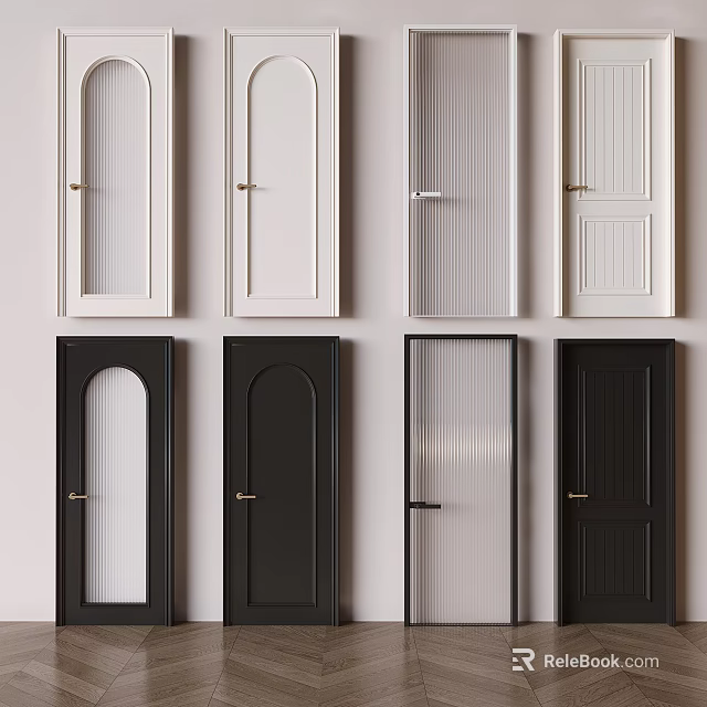 Various Styles And Colors Of Hinged Doors For Modern Home Interiors 3d model 