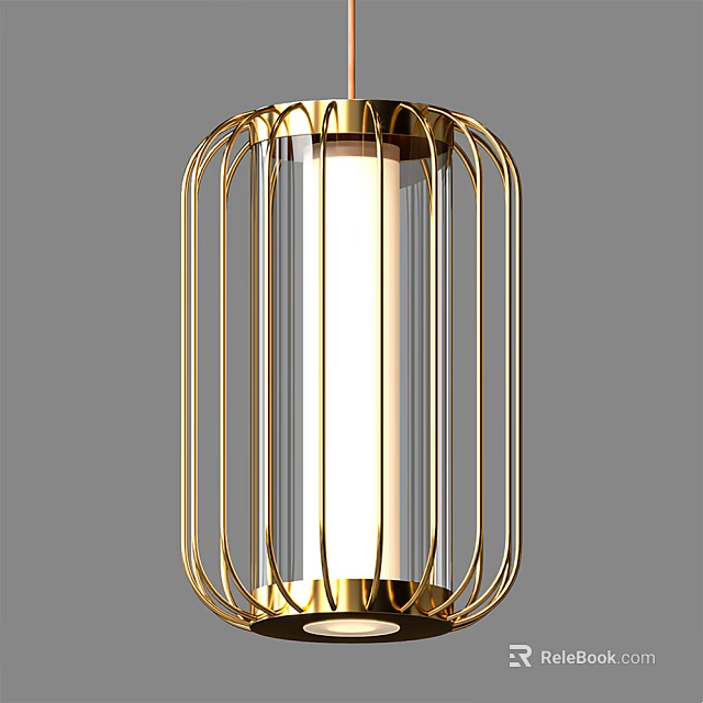 Elegant Modern Chandelier With Golden Metal Frame And Transparent Glass Lampshade 3d model 