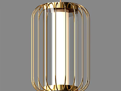 Elegant Modern Chandelier With Golden Metal Frame And Transparent Glass Lampshade 3d model
