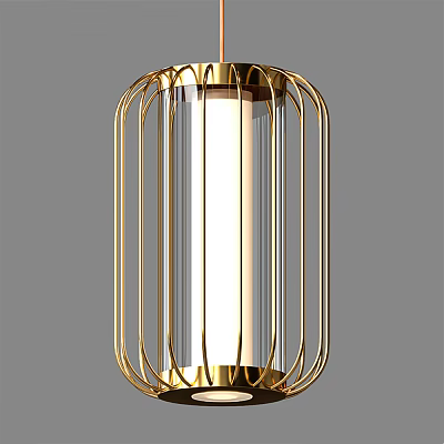 Elegant Modern Chandelier With Golden Metal Frame And Transparent Glass Lampshade 3d model