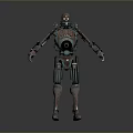 Futuristic Robot Character Featuring Mechanical Body Structure And Metallic Armor Details