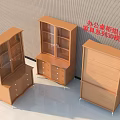 Modern Office Bookcase Combination Functional Furniture 3D Model With Storage Cabinets And Glass Doors