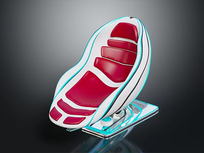 Modern Futuristic Chair With Red White Blue Accents Sleek Lines Transparent Base 3d model