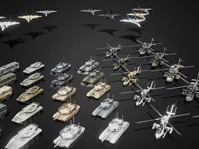 Military Weapons Collection Featuring Tanks Helicopters Fighter Jets And Armored Vehicles 3d model
