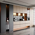 Elegant Modern Sideboard With Beige Storage Cabinets And Lighting Fixtures 3d model