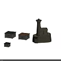 Various Architectural Building Models Featuring Green Red Roofs Balcony Lighthouse And Stone Structure