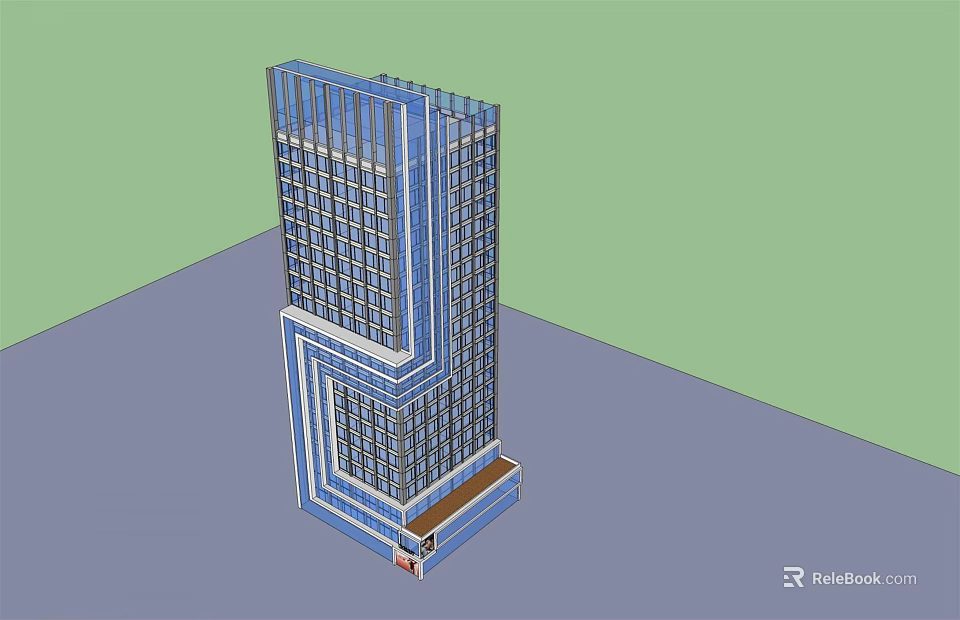 Modern High Rise Office Building Featuring Glass Facade And Architectural Design 3d model 