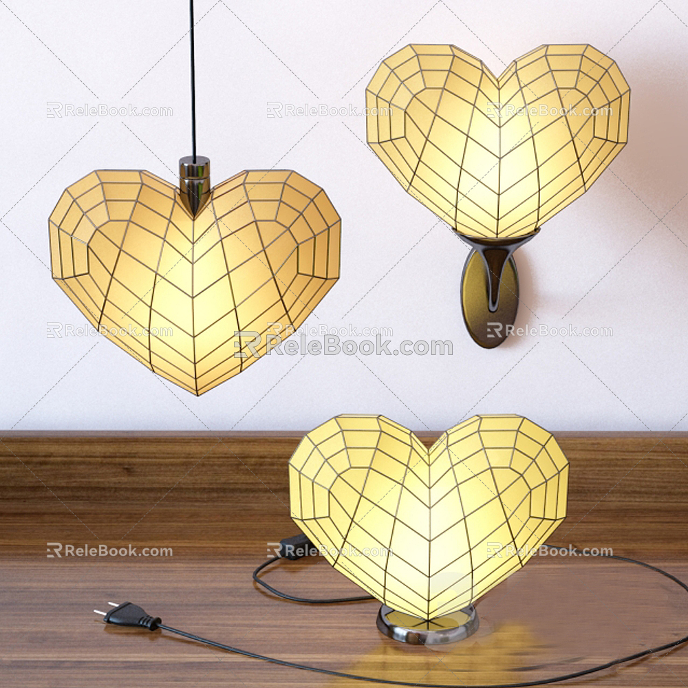 Modern lamp combination heart chandelier wall lamp table lamp 3d model