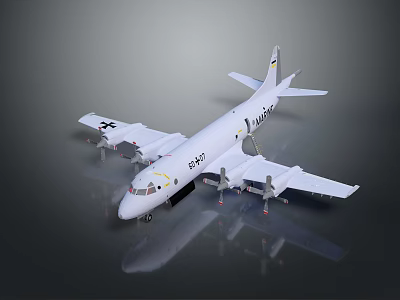 White Passenger Aircraft Featuring Four Engines Tail Fin Logo And Registration SPYPA Design 3d model