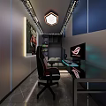 Modern Hotel Guest Room With Ergonomic Gaming Chair Computer Desk And RGB Lighting