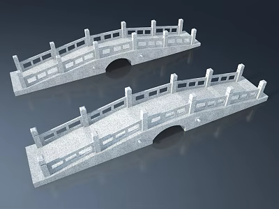 Two Stone Arch Bridges With Railings And Classic Design For Garden Decor 3d model