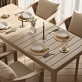 Natural Dining Table Set with Chairs Plates Cutlery Candles Vases and Placemats