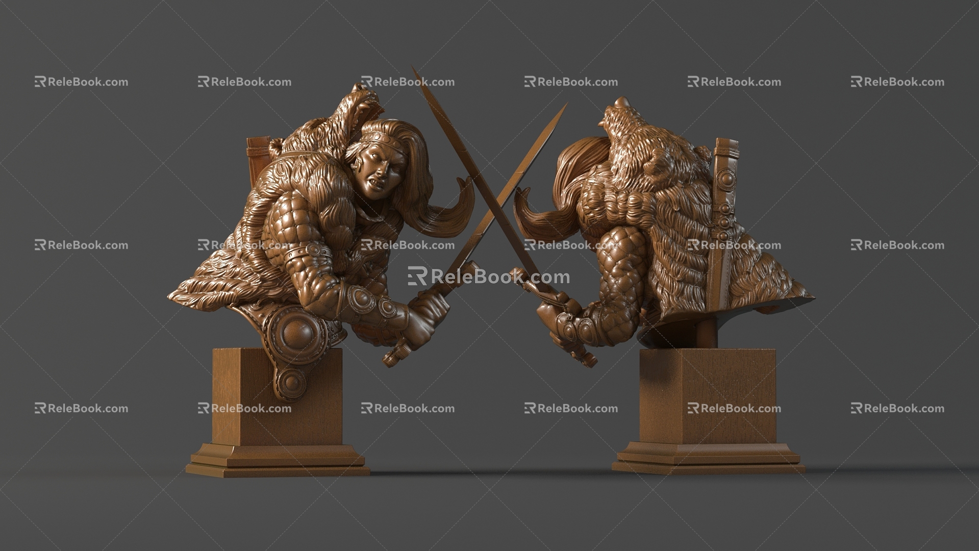 Modern Sculpture Female Barbarian Bust 3d model