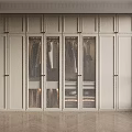Modern Wooden Wardrobe With Glass Doors And Interior Storage Design