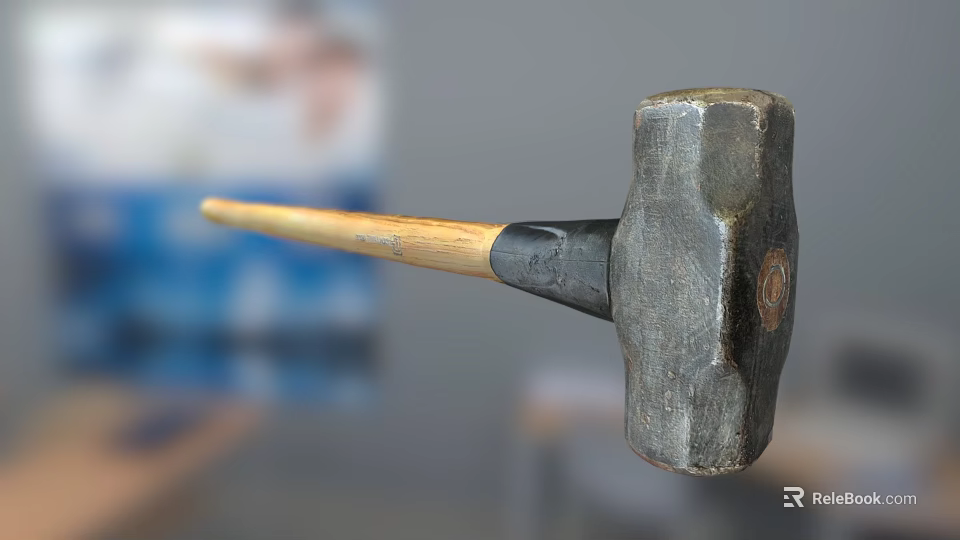 Durable Hardware Hammer With Sturdy Metal Head And Comfortable Wooden Handle 3d model 
