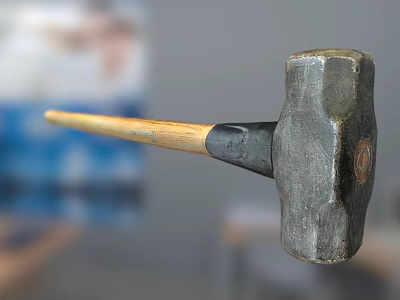 Durable Hardware Hammer With Sturdy Metal Head And Comfortable Wooden Handle 3d model