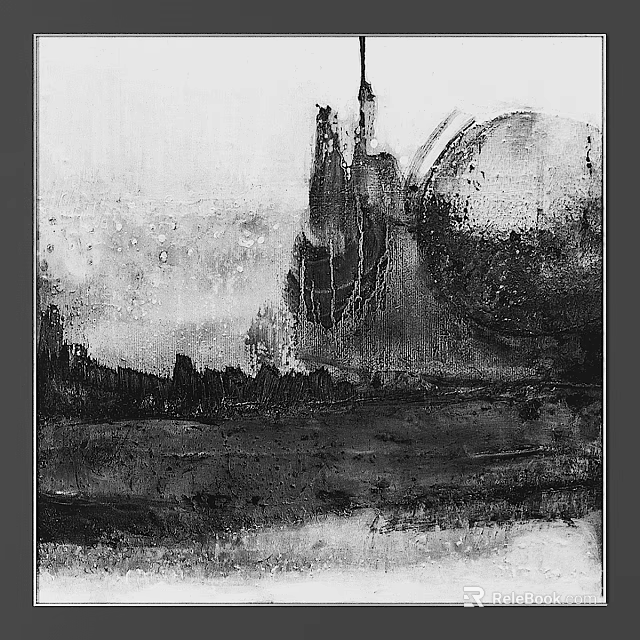 Black and White Abstract Ink Painting Style Photo Frame for Modern Home Wall Decor 3d model 