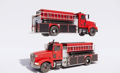 Modern fire truck engineering vehicle rescue vehicle 3d model