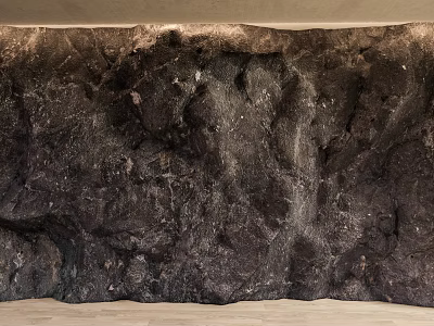 Dark Textured Stone Feature Wall with Natural Rough Surface Design 3d model