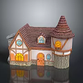 Enchanted Fairy Tale Cottage With Pointed Roof Stained Glass Windows And Tower Structure