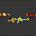 Colorful Cartoon Toy Figures With Various Poses And Weapons Standing Together