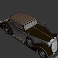 Functional Vintage Convertible Car Featuring Dark Brown Silver Body Classic Design Round Headlights And Wheels