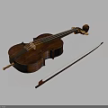 Classical Wooden Violin Instrument With Bow For Musical Performance And Practice