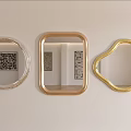 Round Square and Irregular Shaped Mirrors with Gold Silver Frames Hanging on Wall 3d model