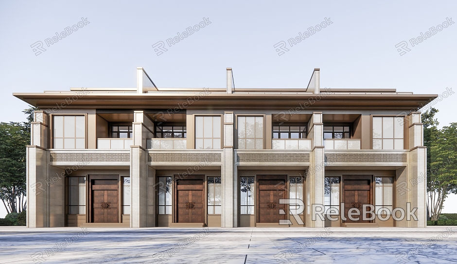 New Chinese Townhouse Double-row Villa model