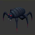 Blue Striped Spider Character With Red Eyes And Sharp Red Claws 3d model