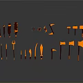 Medieval Weapons Collection With Metal Texture Golden Brown Color Neat Arrangement And Reflections