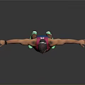 Man in Pink USA Athletics Vest Blue Shorts and Green Sneakers with Arms Outstretched