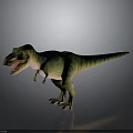 Green Striped Tyrannosaurus Rex Dinosaur With Open Mouth On Gray Background