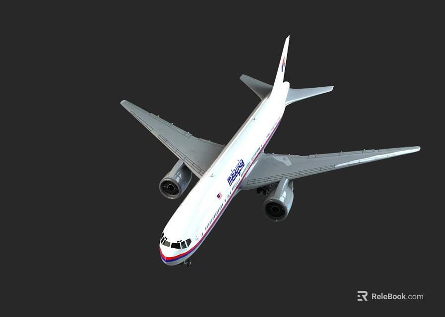 Modern Commercial Passenger Airplane With White Body Blue Logo Twin Engines And Wings 3d model 