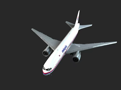 Modern Commercial Passenger Airplane With White Body Blue Logo Twin Engines And Wings 3d model