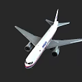 Modern Commercial Passenger Airplane With White Body Blue Logo Twin Engines And Wings