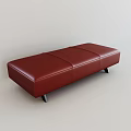 Red Leather Three Seat Sofa Bench With Modern Black Legs Design 3d model
