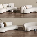 Modern Cream Style Double Sofa Sofa Living Room Sofa Multi-person Sofa Curved Sofa 3d model