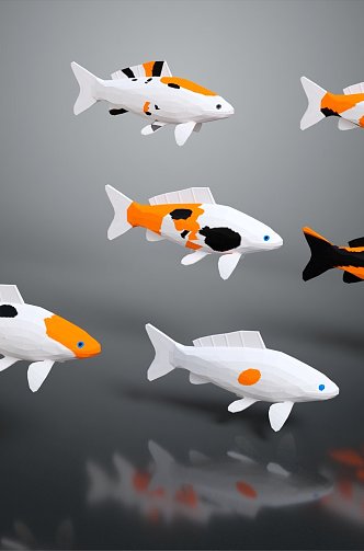 Modern goldfish cold water fish koi gilt 3d model