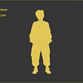 Elderly Person With White Hair Standing In Light Gray Jumpsuit Hands In Pockets White Shoes