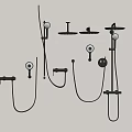 Modern Black Wall Mounted Shower System With Handheld And Overhead Fixtures