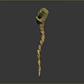 Golden Ornamental Weapon With Twisted Handle And Decorative Shiny Top Design