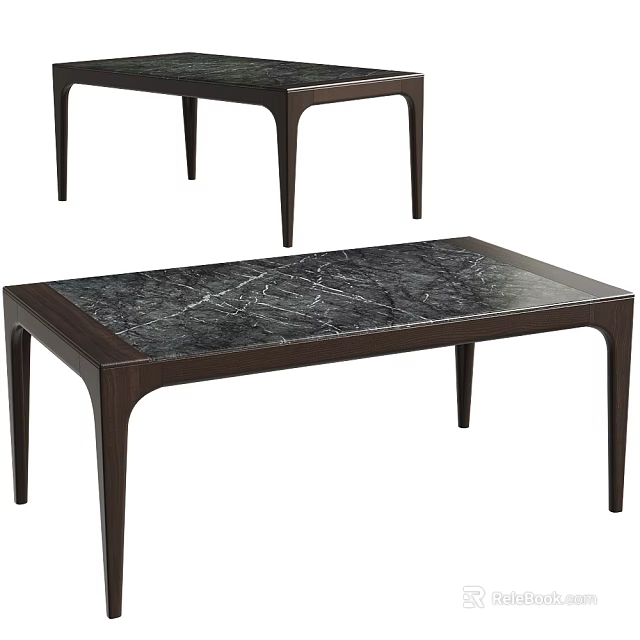 Elegant Modern Side Table With Smooth Marble Top And Dark Wooden Frame Design 3d model 