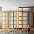 Nordic Floor-to-ceiling Windows Solid Wood Window Combination 3d model