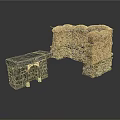 Ancient Stone Architectural Structure With Weathered Wall And Stone Bench