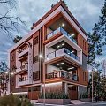 Modern Detached Villa Exterior With Multi Story Design Balconies And Landscaped Greenery
