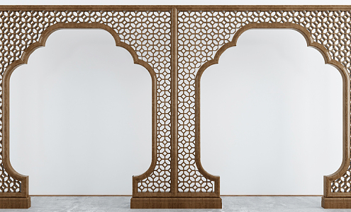 New Chinese Style Pass Solid Wood Lattice Lintel 3d model