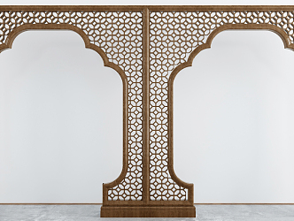 New Chinese Style Pass Solid Wood Lattice Lintel 3d model