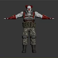 Clown Character With Red White Makeup Tactical Vest Camouflage Pants Arm Decorations
